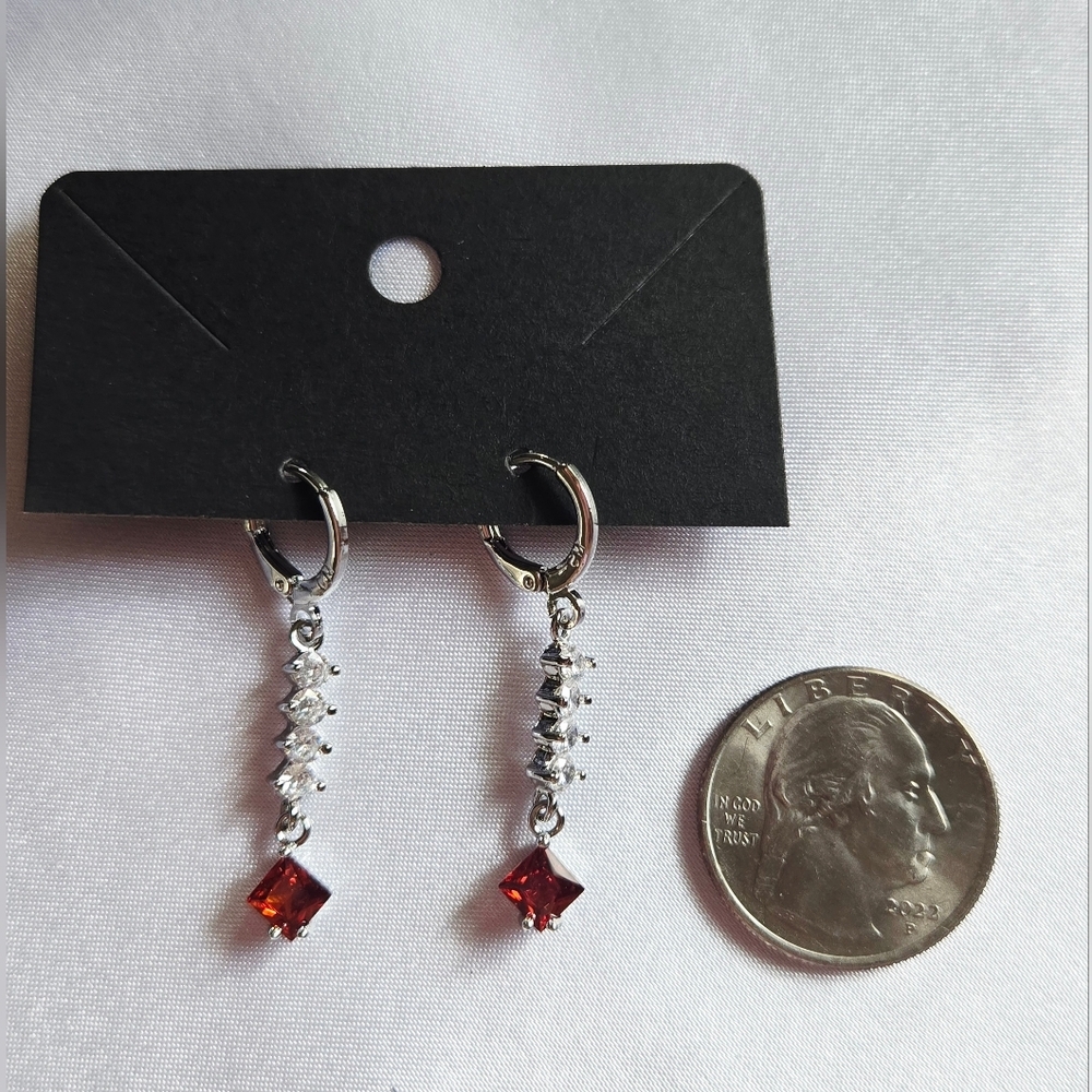 Pretty Bird Silver Earrings with Red Accents - Picture 3 of 3